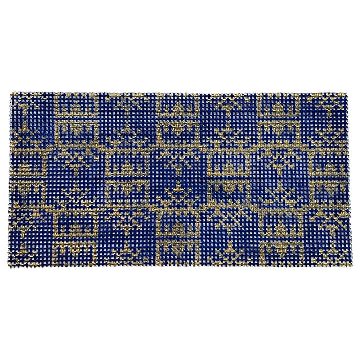 Navy & Gold Pagoda Insert Painted Canvas Anne Fisher Needlepoint LLC