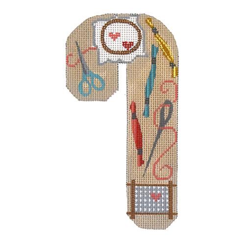Needle Arts Candy Cane Painted Canvas Danji Designs - 1