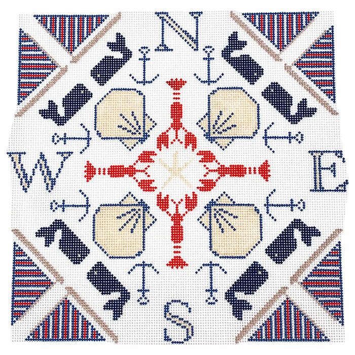 New England Compass Mandala Painted Canvas Halcyon House Designs - 1