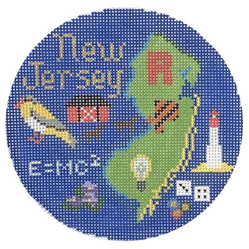 New Jersey Ornament Painted Canvas Silver Needle