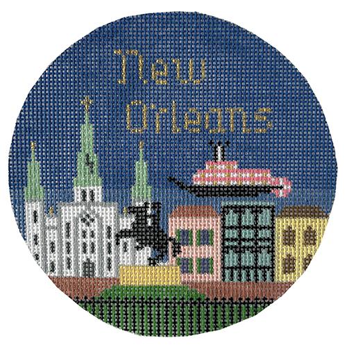 New Orleans Ornament Painted Canvas Silver Needle - 1