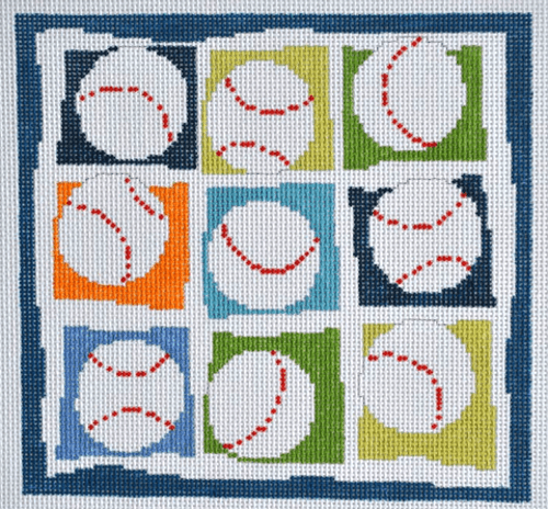 Nine Baseballs Painted Canvas Pippin