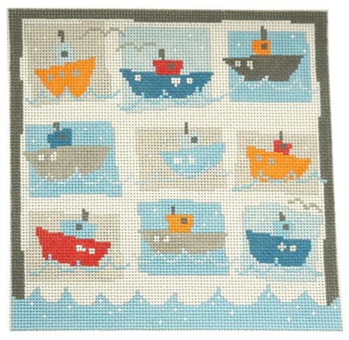 Nine Boats Painted Canvas Pippin - 1
