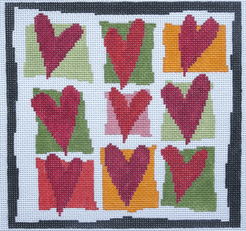 Nine Hearts Painted Canvas Pippin