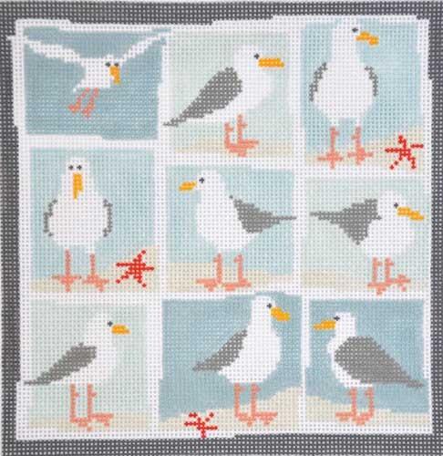 Nine Seagulls Painted Canvas Pippin