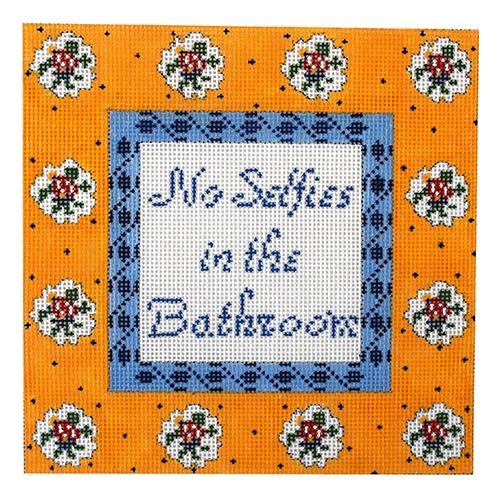 No Selfies in the Bathroom Painted Canvas Cooper Oaks Design - 1