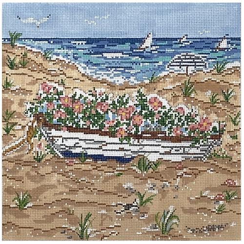 No Worries Floral Boat Painted Canvas Cooper Oaks Design - 1