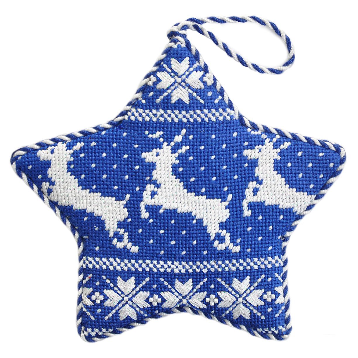 Nordic Reindeer Xmas Star Navy Painted Canvas Kirk & Bradley - 1