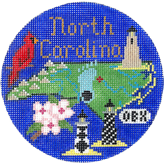 North Carolina Ornament Painted Canvas The Colonial Needle Company - 1