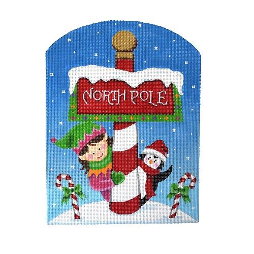 North Pole Sign Painted Canvas Pepperberry Designs - 1