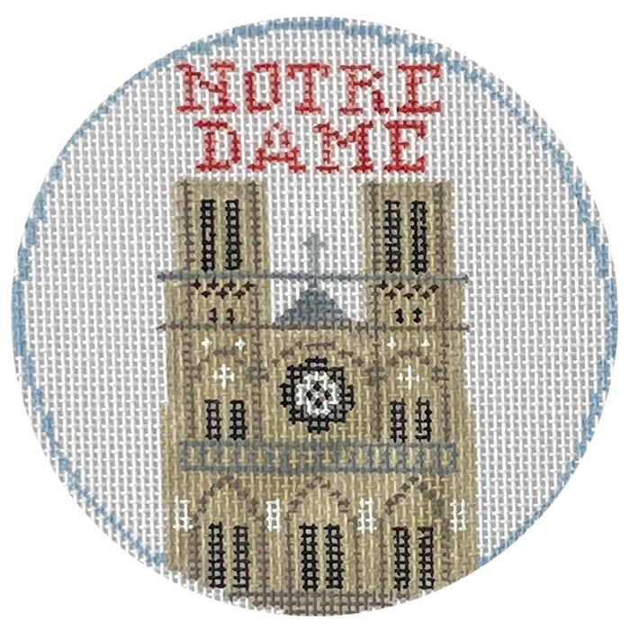 Notre Dame Round Painted Canvas Kathy Schenkel Designs