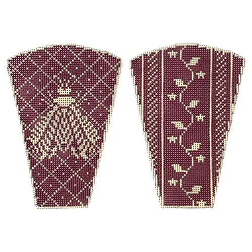 N's Bee Scissor Case Plum and Cream Painted Canvas Whimsy & Grace - 1
