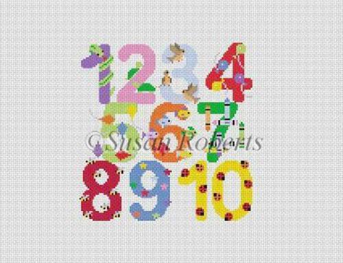 Numbers with Characters Painted Canvas Susan Roberts Needlepoint Designs, Inc.