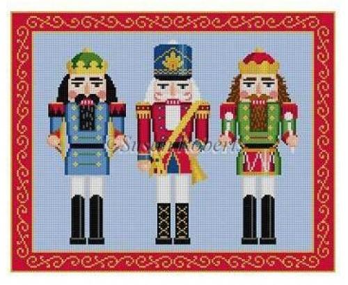 Nutcracker Trio Painted Canvas Susan Roberts Needlepoint Designs Inc. 