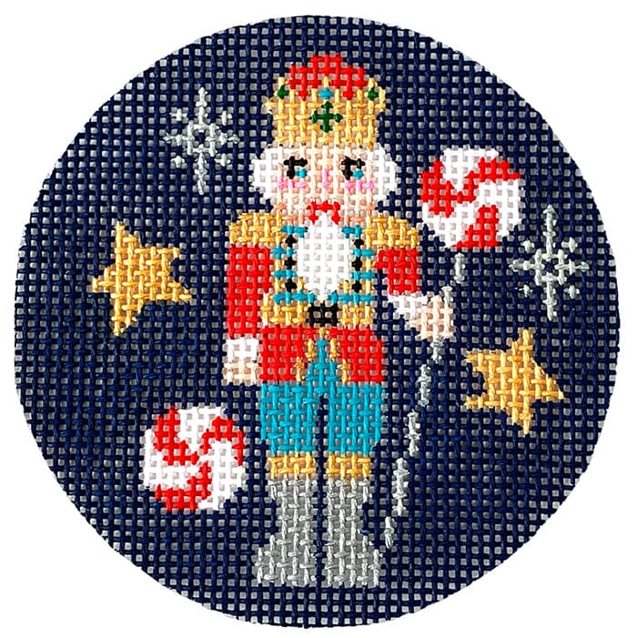 Nutcracker with Peppermint Round Painted Canvas Alice Peterson Company - 1