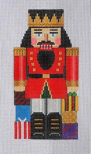 Nutcracker with Present Painted Canvas Susan Roberts Needlepoint Designs, Inc. - 1