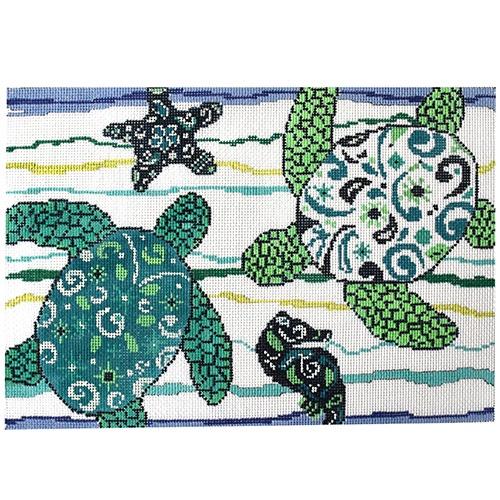 Ocean Sea Turtles Painted Canvas Danji Designs - 1