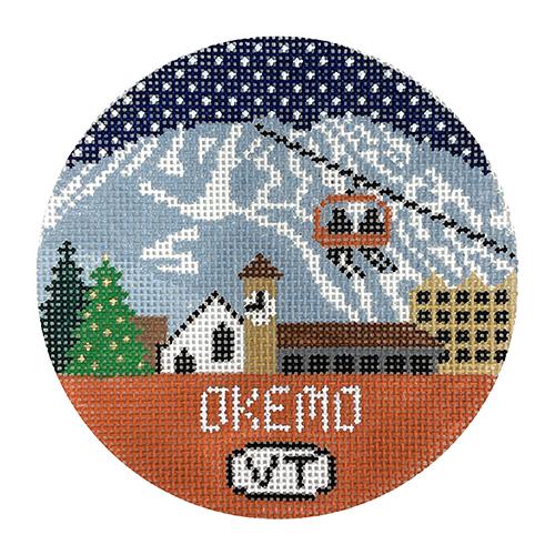 Okemo VT Round Painted Canvas Doolittle Stitchery - 1