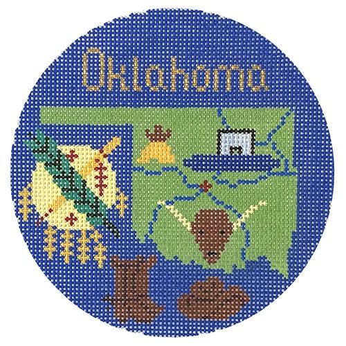 Oklahoma Ornament Painted Canvas Silver Needle - 1