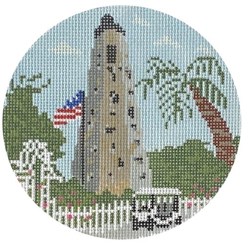 Old Baldy Lighthouse Round Painted Canvas KCN Designers