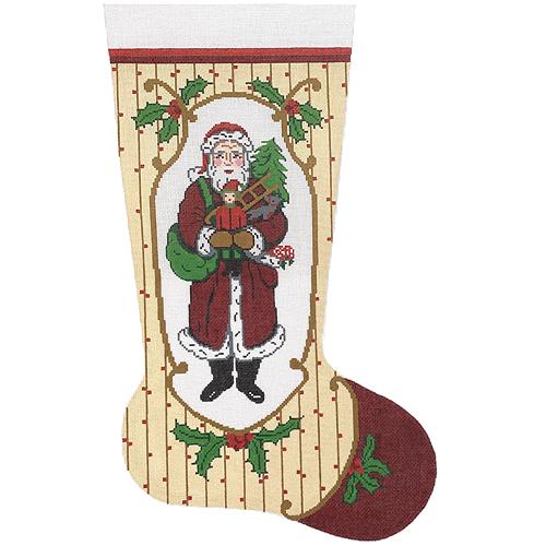 Old Time Santa Dark Red Painted Canvas Lee's Needle Art Inc. - 1