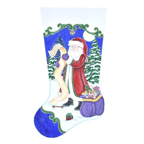 Old World Santa with List on 18 Painted Canvas Pepperberry Designs