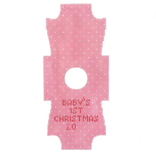 Onesie Baby Pink Ornament Painted Canvas Kimberly Ann Needlepoint - 1