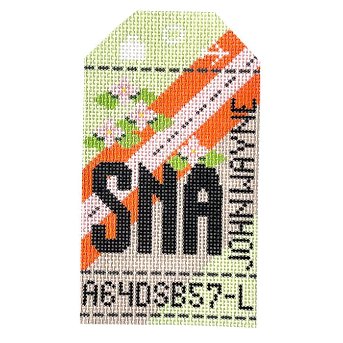 Orange County SNA Travel Tag Painted Canvas Hedgehog Needlepoint