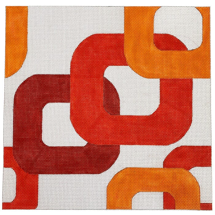 Orange Geometric Painted Canvas All About Stitching/The Collection Design - 1