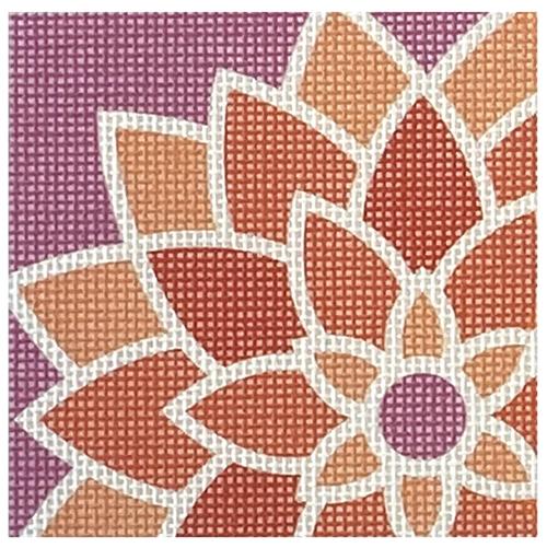 Orange Graphic Flower Square Painted Canvas Pepperberry Designs - 1