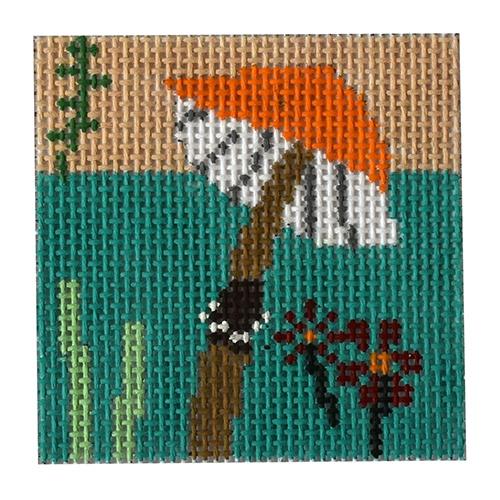 Orange Mushroom Painted Canvas Birds of a Feather - 1