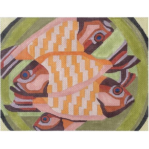 Orange Striped Fish for Dinner Painted Canvas Melissa Prince Designs - 1