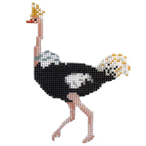 Ostrich Painted Canvas The Plum Stitchery - 1