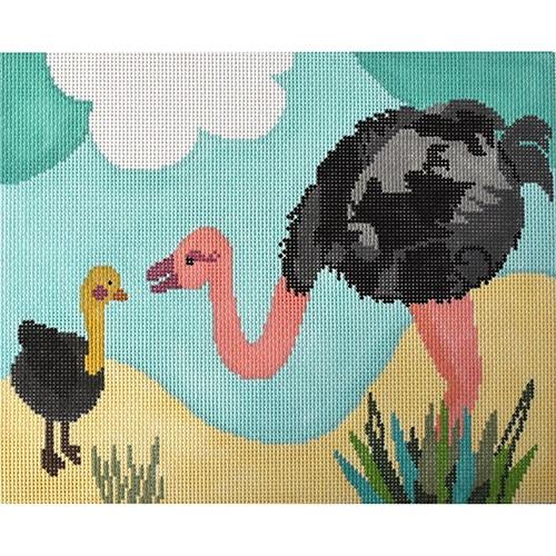 Ostrich Speak Painted Canvas Birds of a Feather - 1