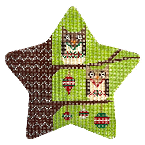 Owl Star Traditional Colors Painted Canvas Eye Candy Needleart - 1