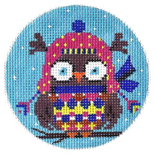 Owl with Pink Hat Painted Canvas Alice Peterson Company - 1