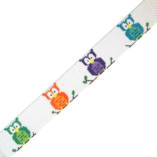 Owls Belt Pastel Painted Canvas The Meredith Collection - 1