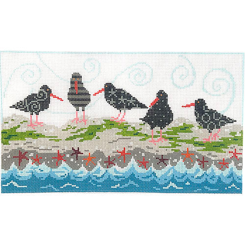 Oyster Catchers on Shore Painted Canvas Pippin - 1