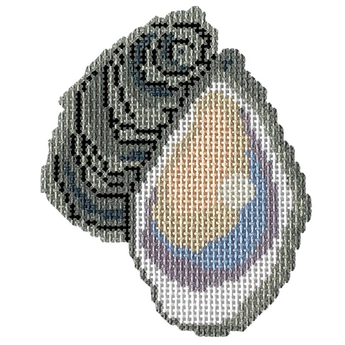 Oyster with Pearl Painted Canvas The Salty Stitcher - 1