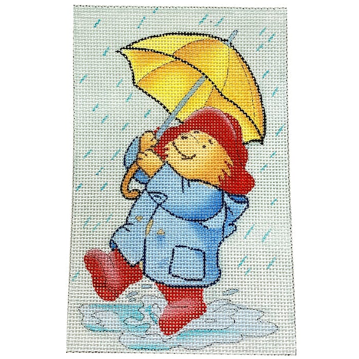 Paddington in the Rain Painted Canvas Silver Needle - 1