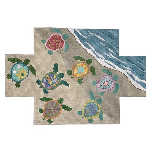 Painted Turtles Brickcover on 18 mesh Painted Canvas Susan Roberts Needlepoint Designs Inc. - 1