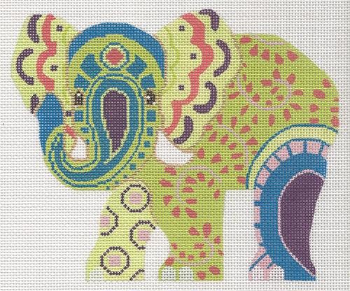 Paisley Elephant Painted Canvas Labors of Love Needlepoint - 1