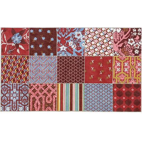 Palette Persimmon Patchwork Painted Canvas Cooper Oaks Design - 1
