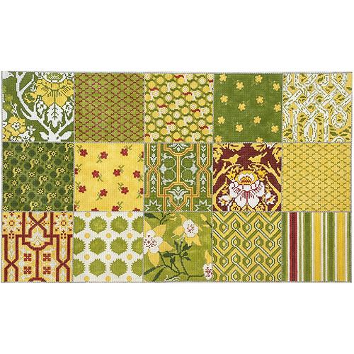 Palette Tarragon Patchwork Painted Canvas Cooper Oaks Design - 1
