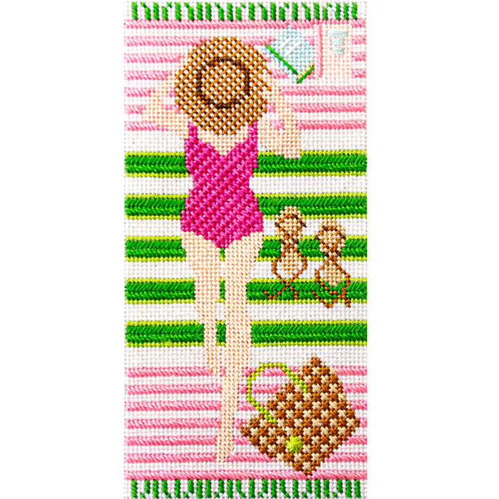 Palm Beach Sunbather Canvas Printed Canvas Needlepoint To Go 