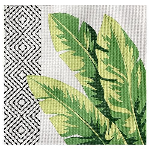 Palm Geometric - Large Palm Painted Canvas Alice Peterson Company