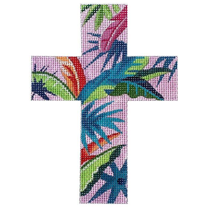 Palm Leaf Cross Painted Canvas Colors of Praise - 1