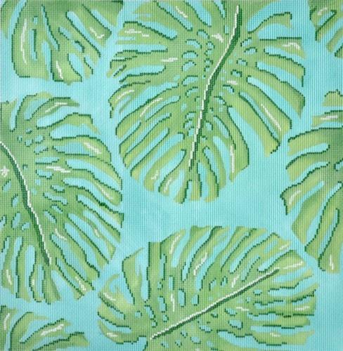 Palm Leaves Square Painted Canvas Associated Talents - 1