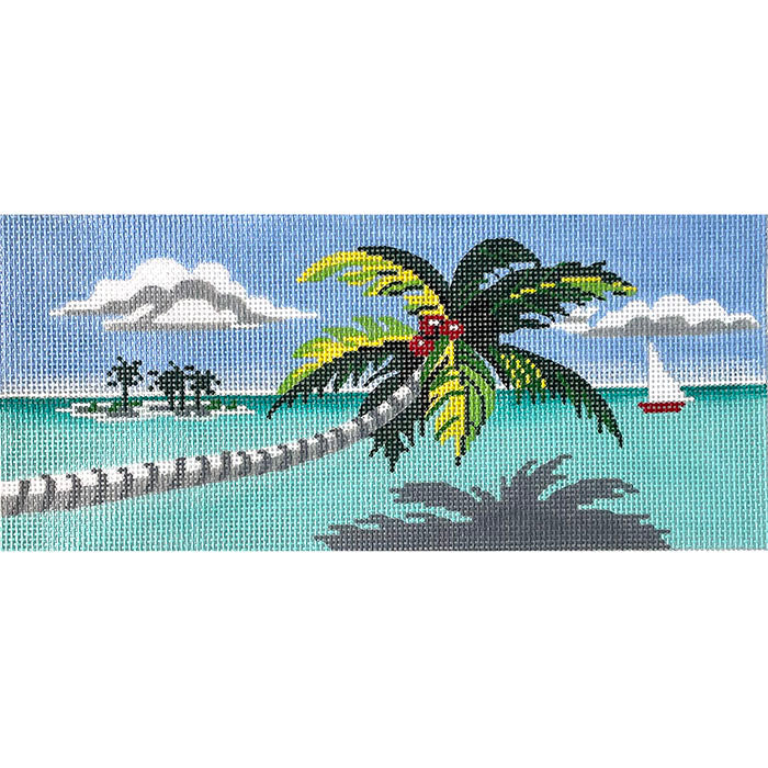 Palm Tree and Boat Painted Canvas Lee's Needle Art Inc.