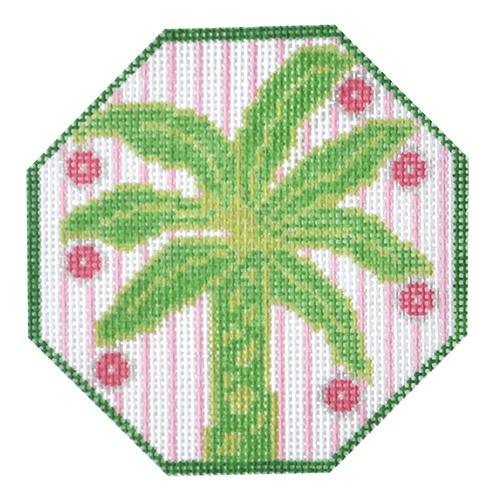 Palm Tree Painted Canvas Two Sisters Needlepoint